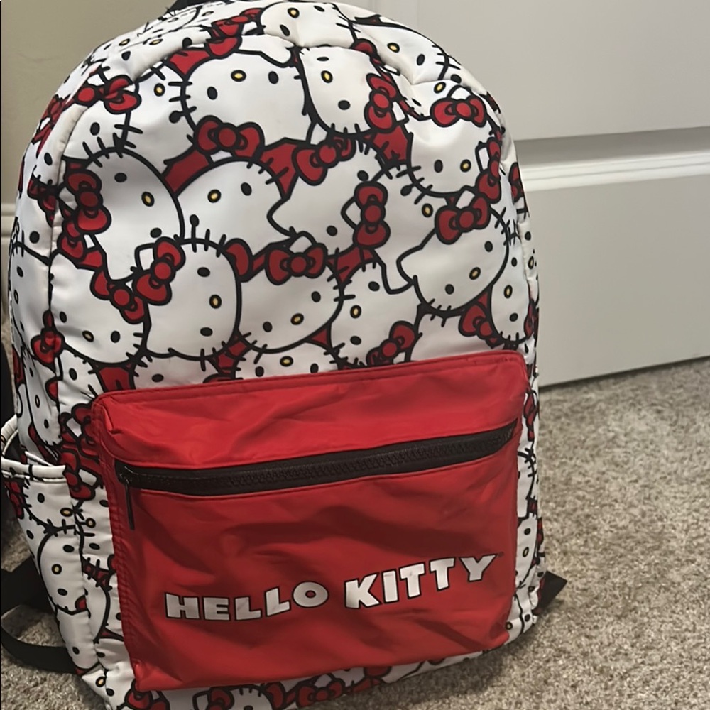 Bioworld Hello Kitty Patterned Backpack in Red and White